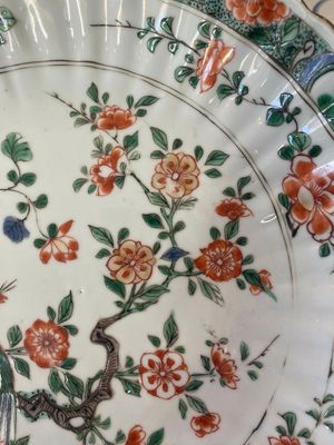 Drie Chinese famille verte borden met feniksen en pioenrozen, Kangxi — foto 6