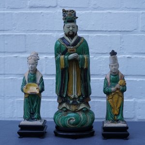Drie Chinese figuren met sancai-glazuur, Ming — foto 8
