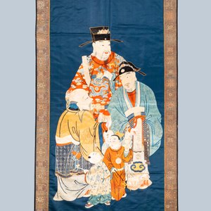 Drie Chinese geborduurde zijden doeken met figuratieve decors, 19/20e eeuw — foto 12