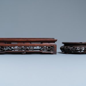 Drie Chinese houten sokkels, 19/20e eeuw — foto 11