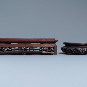 Drie Chinese houten sokkels, 19/20e eeuw — foto 12