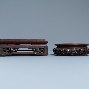 Drie Chinese houten sokkels, 19/20e eeuw — foto 14