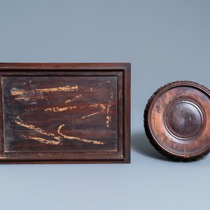 Drie Chinese houten sokkels, 19/20e eeuw — foto 15