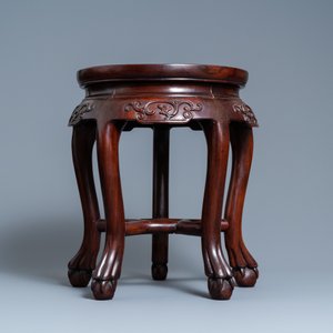 Drie Chinese houten sokkels, 19/20e eeuw — foto 4
