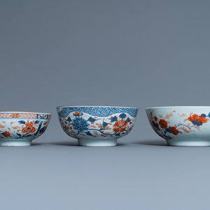 Drie Chinese Imari-stijl kommen, Kangxi/Qianlong — foto 5