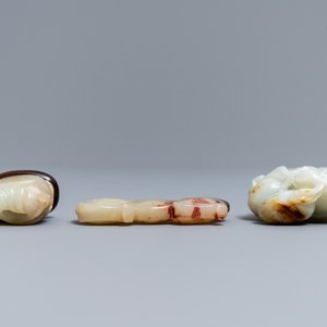 Drie Chinese jade snijwerken, 19/20e eeuw — foto 5