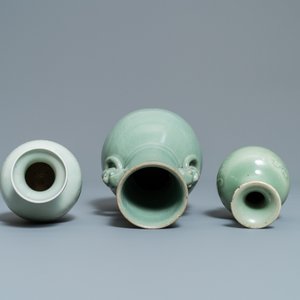 Drie Chinese monochrome celadon vazen, 19/20e eeuw — foto 6