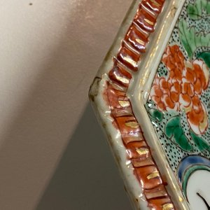 Drie Chinese octagonale famille verte schotels, Kangxi — foto 17