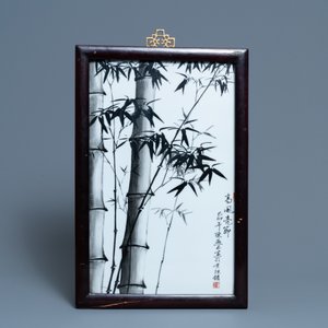 Drie Chinese plaquettes met florale decors, 20e eeuw — foto 4