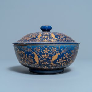 Drie Chinese poederblauwe en vergulde kommen, 19e eeuw — foto 11