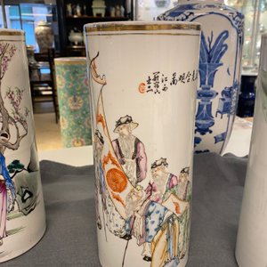 Drie Chinese qianjiang cai hoedensteunen, 19/20e eeuw — foto 24