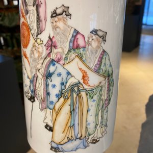 Drie Chinese qianjiang cai hoedensteunen, 19/20e eeuw — foto 27