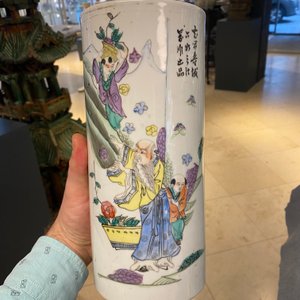 Drie Chinese qianjiang cai hoedensteunen, 19/20e eeuw — foto 36