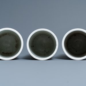 Drie Chinese qianjiang cai hoedensteunen, 19/20e eeuw — foto 5