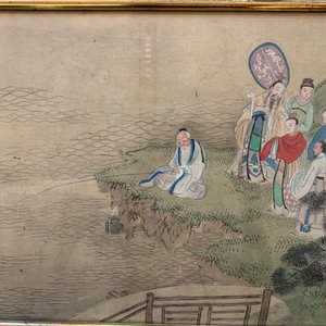 Drie Chinese schilderingen op textiel: 'Rivierscènes', 18/19e eeuw — foto 12