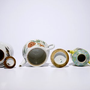 Drie Chinese theepotten met deksels, 19e eeuw — foto 6