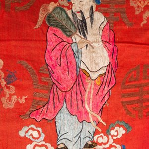 Drie Chinese zijden borduurwerken met onsterfelijken en sterrengoden, 19e eeuw — foto 12