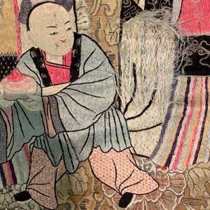 Drie Chinese zijden borduurwerken met onsterfelijken en sterrengoden, 19e eeuw — foto 40