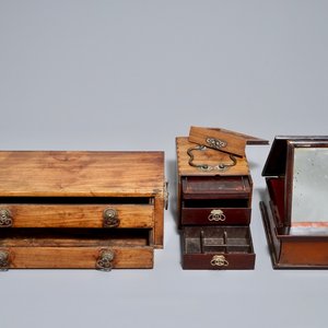 Drie diverse Chinese houten kistjes, 19/20e eeuw — foto 1