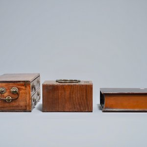 Drie diverse Chinese houten kistjes, 19/20e eeuw — foto 4
