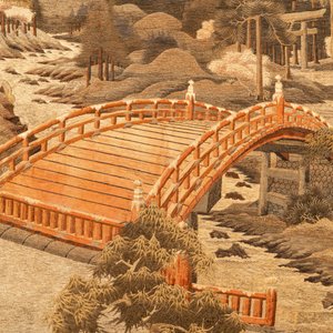 Drie grote Japanse geborduurde zijden panelen, Meiji, 19e eeuw — foto 20
