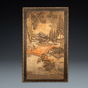 Drie grote Japanse geborduurde zijden panelen, Meiji, 19e eeuw — foto 3