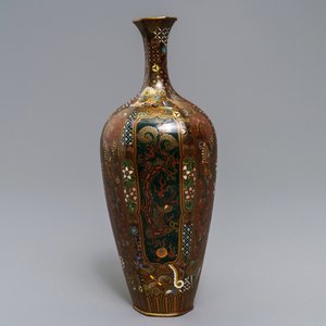 Drie Japanse cloisonné vazen, Meiji, 19e eeuw — foto 13