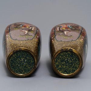 Drie Japanse cloisonné vazen, Meiji, 19e eeuw — foto 7