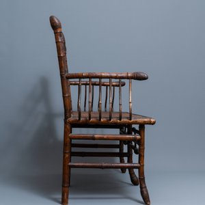 Drie 'Japonisme' stoelen en een bank in bamboe, wellicht Daï Nippon, Parijs, eind 19e eeuw — foto 6
