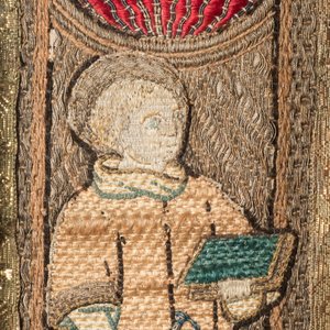 Drie kazuifelfragmenten in linnen met zijde- en zilverdraad met Sint-Agricola van Bologna, Sint-Leonhard en Sint-Thomas, vroeg 16e eeuw — foto 5