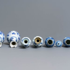 Drie paar Chinese blauw-witte vazen, Kangxi — foto 4