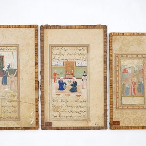 Drie pagina's uit geïllustreerde islamitische manuscripten, 17/18e eeuw — foto 1