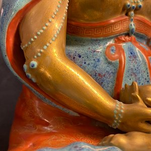 Drie polychrome en vergulde figuren van Bodhisattva, Qianlong/Jiaqing — foto 28