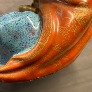Drie polychrome en vergulde figuren van Bodhisattva, Qianlong/Jiaqing — foto 38