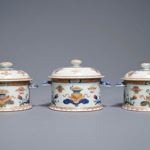 Drie ronde Chinese dekselterrines van het servies van Koning Lodewijk XV van Frankrijk, Yongzheng, ca. 1732 — foto 4