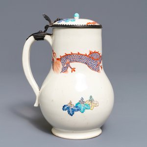 Drie stukken in Kakiemon-stijl porselein, Chantilly, Frankrijk, 18e eeuw — foto 6