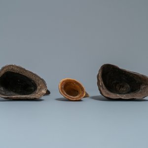 Drie Sùng tê giac of scholar's objects in buffelhoorn, Vietnam, 19e eeuw — foto 6