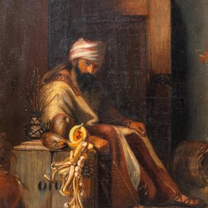 Duitse school, gesign. Dettmann: 'Portret van een bebaarde man', olie op paneel, 19/20e eeuw — foto 1