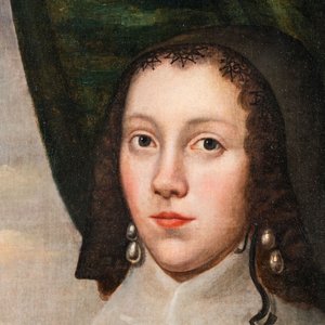 Dutch school: Portrait of a young woman with lace collar, oil on canvas, dated 1642 — 照片 5