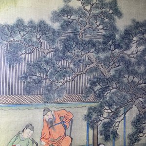 Ecole chinoise, 18/19ème, encre et couleurs sur soie: 'personnages auprès d'une pagode' — photo 27