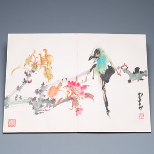Ecole chinoise: Album de douze peintures aux signatures de célébrités comme Zhao Shaoang 趙少昂, encre et couleurs sur papier, daté 1944 — photo 11