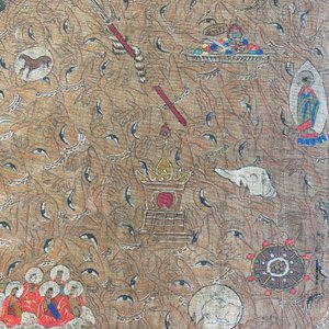 Ecole chinoise: 'Avalokitesvara à trente-trois têtes', encre et couleurs sur soie, 19/20ème — photo 45