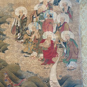 Ecole chinoise: 'Avalokitesvara à trente-trois têtes', encre et couleurs sur soie, 19/20ème — photo 53