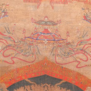 Ecole chinoise: 'Avalokitesvara à trente-trois têtes', encre et couleurs sur soie, 19/20ème — photo 7