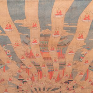 Ecole chinoise: 'Avalokitesvara à trente-trois têtes', encre et couleurs sur soie, 19/20ème — photo 9