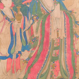 Ecole chinoise: 'Bodhisattva avec deux servants', encre et couleurs sur soie, 18/19ème — photo 5