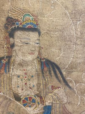 Ecole chinoise: 'Bouddha assis sur un trône de lotus', encre et couleurs sur soie, 18/19ème — photo 13