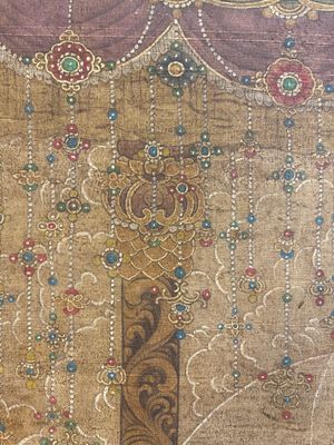 Ecole chinoise: 'Bouddha assis sur un trône de lotus', encre et couleurs sur soie, 18/19ème — photo 15