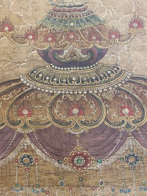 Ecole chinoise: 'Bouddha assis sur un trône de lotus', encre et couleurs sur soie, 18/19ème — photo 16