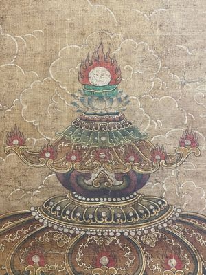 Ecole chinoise: 'Bouddha assis sur un trône de lotus', encre et couleurs sur soie, 18/19ème — photo 17
